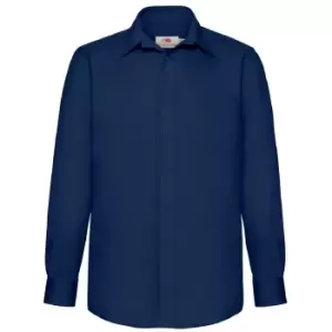 Image of Fruit Of The Loom Mens Long Sleeve Poplin Shirt (S) (Navy)