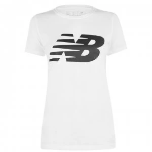 image of New Balance Logo Graphic QT T Shirt Ladies - White