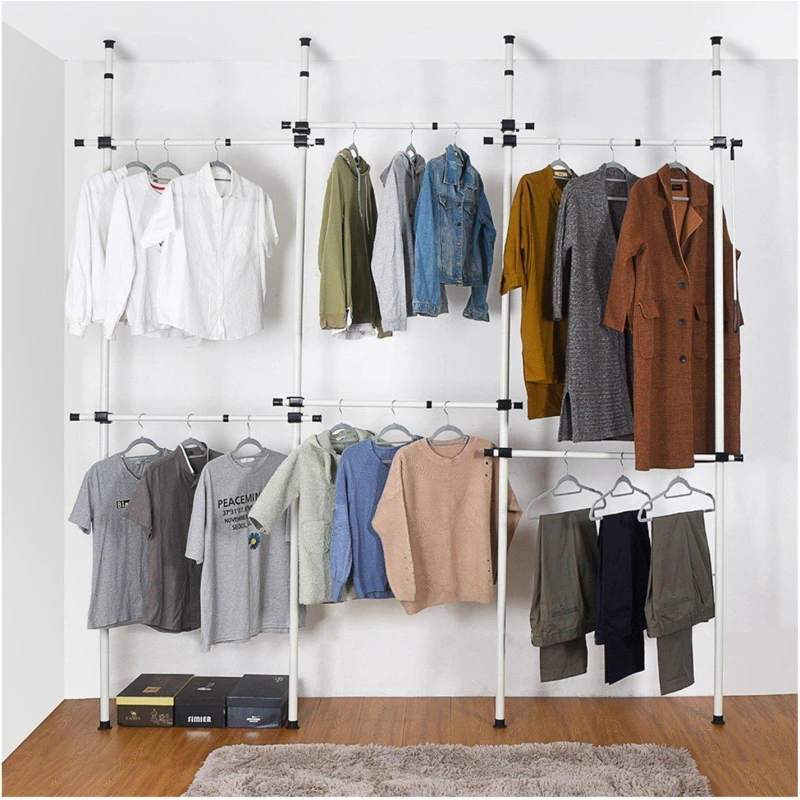Image of House of Home Double & Triple Telescopic Wardrobe Organiser White unisex Triple