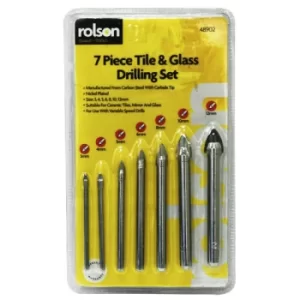 image of Rolson 48902 7pc Glass & Tile Drill Bit Set