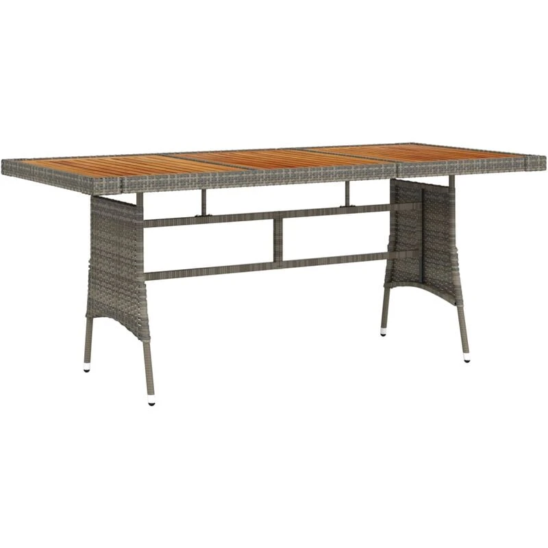Image of VIDAXL Garden Table Grey 160x70x72cm Poly Rattan & Solid Acacia Wood Vidaxl 8720286854082