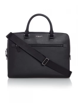 image of Michael Kors Harrison Zip Top Leather Briefcase Black