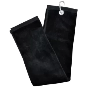 image of Longridge Blank Luxury 3 Fold Golf Towel Black