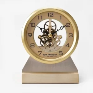 Image of WM WIDDOP Gold Aluminium Skeleton Mantel Clock