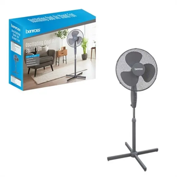 Benross 16" Oscillating Stand Fan - Grey