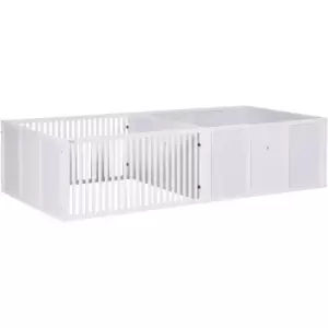 Image of Wooden Dog Pen Pet Playpen 7 Panels Puppy Pen for Indoors - White - White - Pawhut