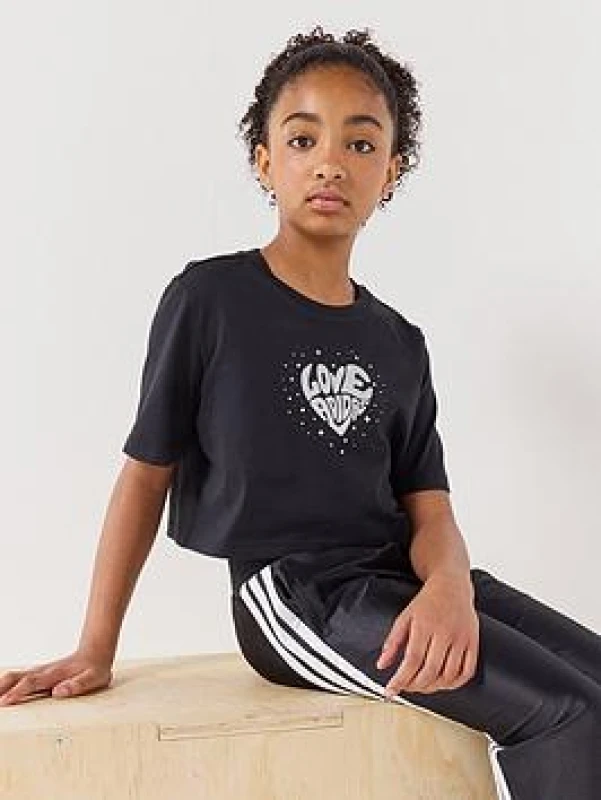 Image of Adidas Girl's crop T-Shirt adidas Everyday Glam Noir Female 7/8 ans