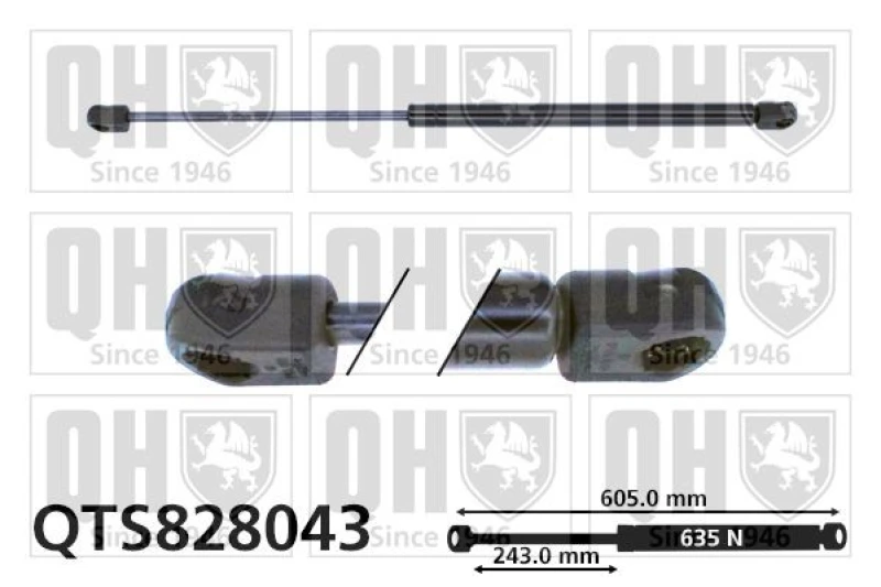 Image of QUINTON HAZELL Tailgate strut QUINTON HAZELL QTS828043