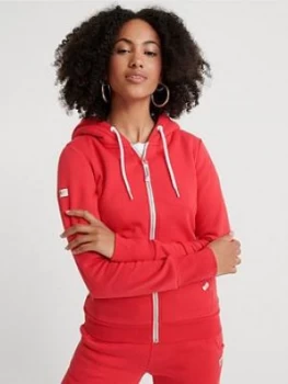 Image of Superdry LA Athletic Zip Through Hoodie - Red , Red, Size 18, Women
