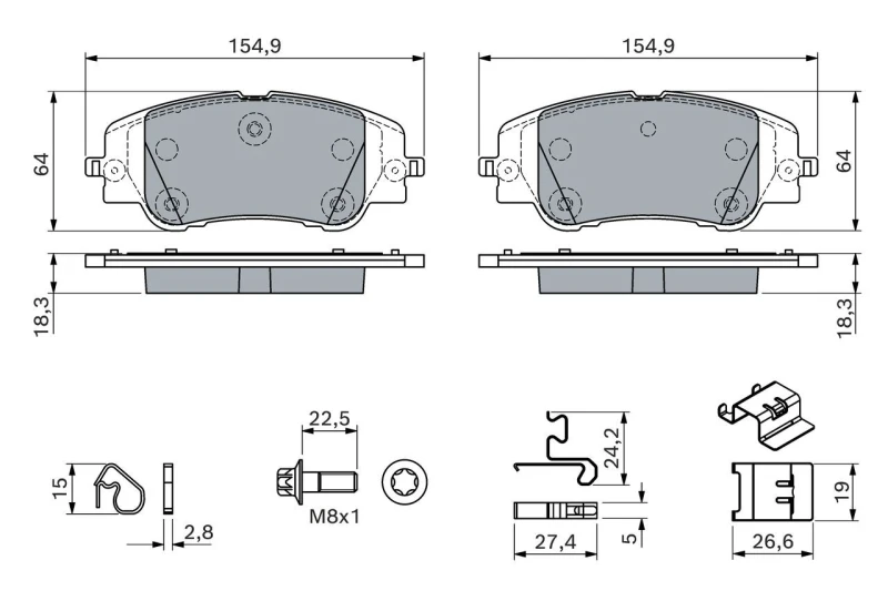 Image of Brake pad set Bosch 0 986 460 291