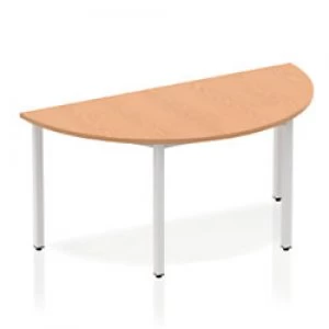 Image of Impulse Semi-circle Table 1600 Oak Box Frame Leg Silver