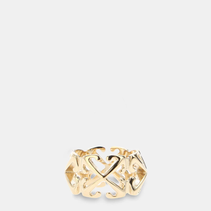 Image of Off White Womens Arrow Band Ring Gold No Color female One Size