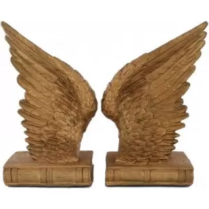 image of Gold Angel Wings Shelf Tidy Pair Bookends 20cm