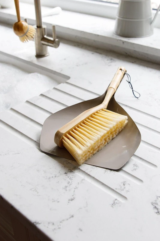 Image of Living Nostalgia Traditional Dustpan and Brush Set Grey