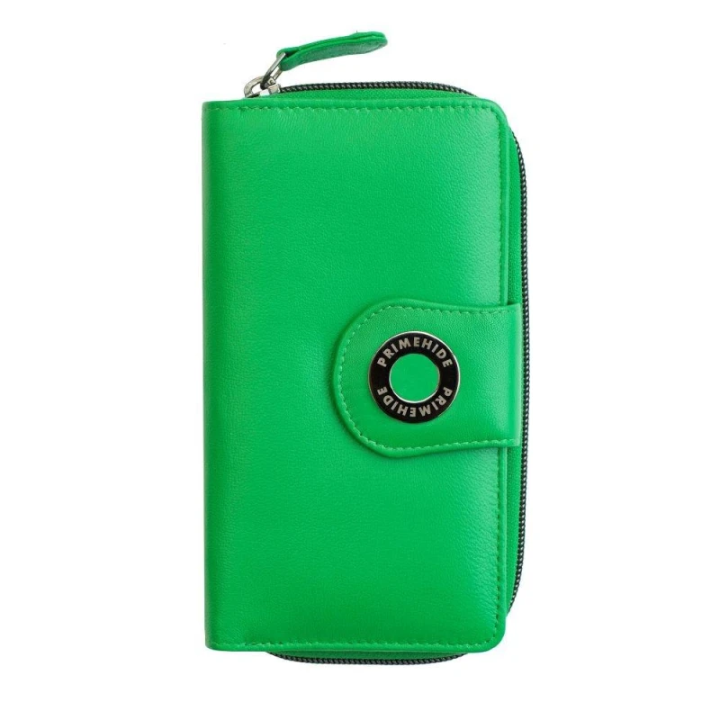 Image of PRIMEHIDE 'Flavia' Leather Large Zip Around Bifold Purse Green