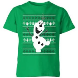Image of Disney Frozen Olaf Dancing Kids Christmas T-Shirt - Kelly Green - 11-12 Years