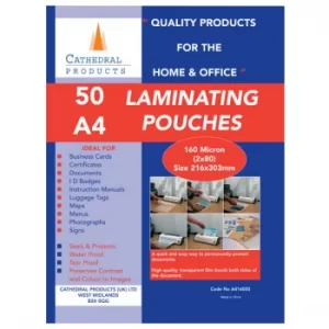 image of Cathedral Products LPA416050 A4 Laminating Pouches 150 micron Pack 50