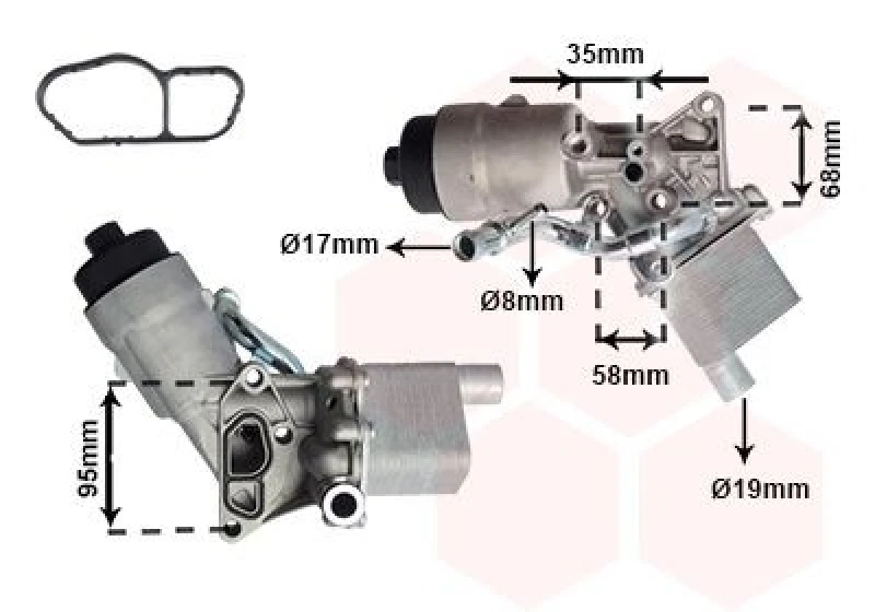 Image of VAN WEZEL Engine oil cooler VAN WEZEL 37013718