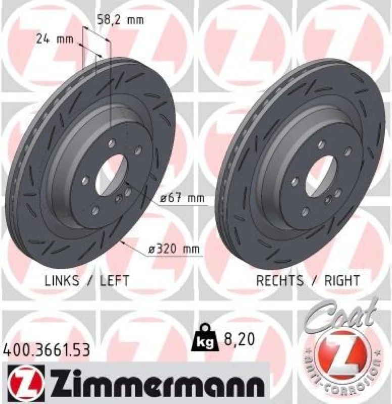 Image of ZIMMERMANN Brake disc ZIMMERMANN 400.3661.53