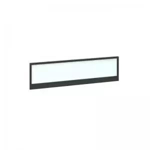 image of Straight glazed desktop screen 1400mm x 380mm - polar white with black