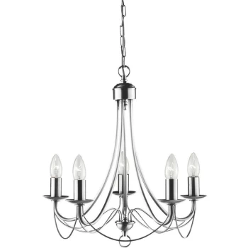 image of Searchlight Lighting - Searchlight Maypole - 5 Light Multi Arm Ceiling Pendant Satin Silver, E14