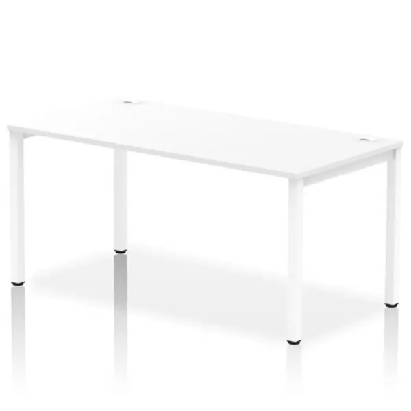 Image of Impulse Bench Single Row 1600 White Frame Office Bench Desk White