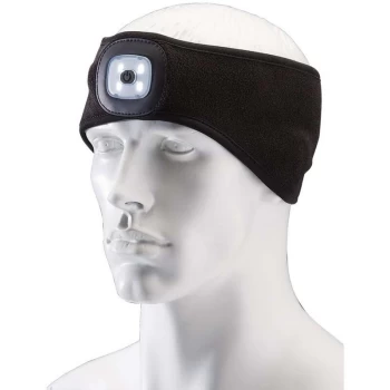 image of 95172 Headband with USB Rechargeable LED Torch, 1W, Black, One Size - Draper