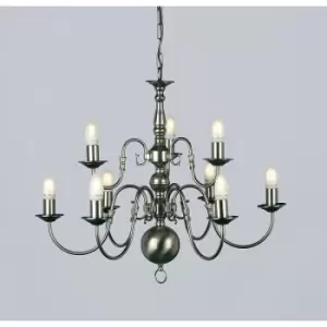 Image of Candlestick without shades Flemish Pewter 9 bulbs 64cm