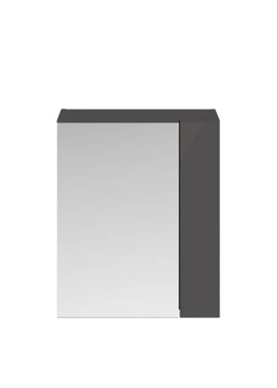 Image of Hudson Reed Fusion Wall Hung 2 Door Mirror Cabinet, Contemporary Bathroom Storage With Hinged Doors In Gloss Grey, 600X715mm