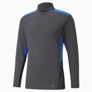 Image of PUMA Individualcup Training Quarter-Zip Mens Football Top Shirt, Asphalt Grey, size Large, Clothing