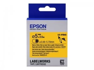 Image of Epson Label Cartridge Heat Shrink tube (HST) LK-4YBA5 Black/Yellow D5m