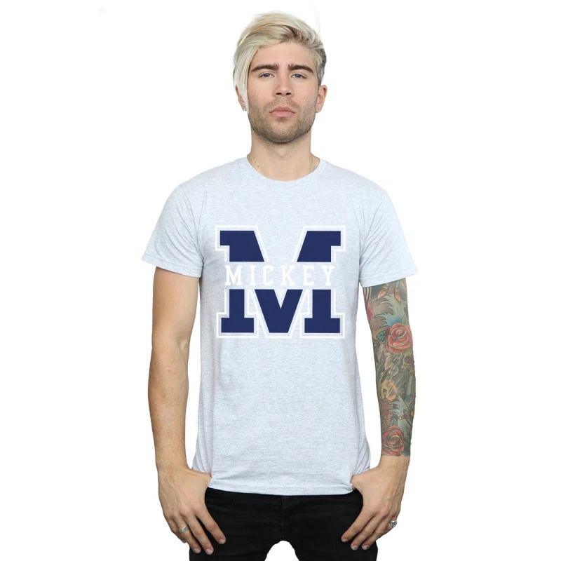 Image of Disney Men Mickey Mouse M T-Shirt in Grey Size: Small Grey S Male 5059568255594