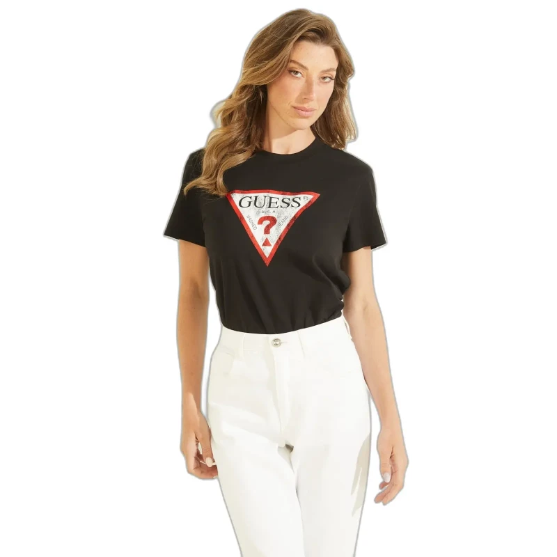 Image of Guess Womens T-Shirt Guess Classic Fit Logo Noir Female XL