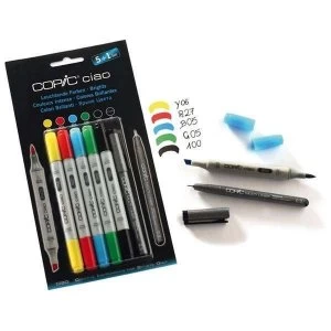 Image of Copic Ciao 5 + 1 Marker Pen Set with a Copic Multiliner Brights Set of 6