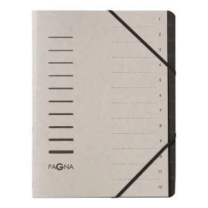 Image of Pagna Pro A4 12 Compartment Sorting File Light Grey Pack of 5 4005921