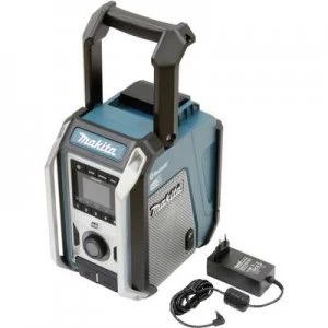 image of Makita DMR115 Workplace radio DAB, DAB+ AUX, Bluetooth, USB splashproof, shockproof Turquoise, Black, Silver