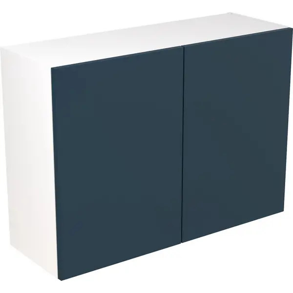 Image of Kitchen Kit Ready Made Slab Kitchen Cabinet Wall Unit Ultra Matt 1000mm in Indigo Blue