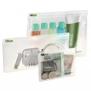 image of Leitz Complete Traveller Zip Pouch Set, Small, Medium and Large, Clear