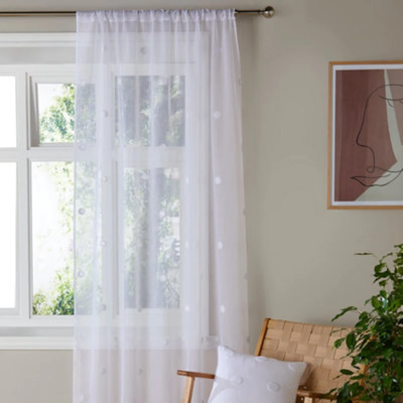 Image of Appletree Zara Polka Dot Voile Panel in White White 55x54in