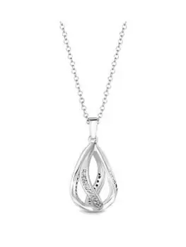 image of Simply Silver Sterling Silver 925 Cubic Zirconia 3D Cage Pendant Necklace