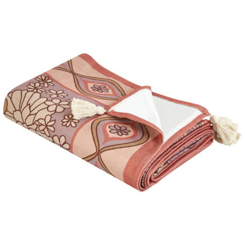 Image of Beliani Picnic Blanket Lashari 200 X 200 Cm Peach Pink