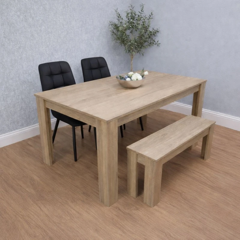 Image of KOSY KOALA Dining Table Set with 2 Chairs Dining Room and Kitchen table set of 2, and Benches Beige