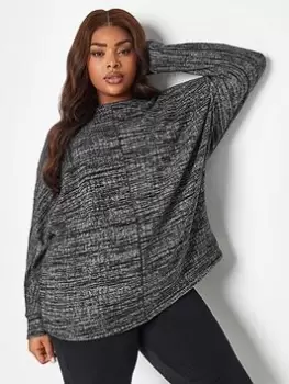 Image of Yours Yours Space Dye Soft Touch Front Seam To, Black, Size 16, Women