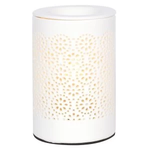 Image of White Circle Design Ceramic Electric Oil Burner (UK Plug)