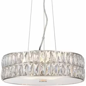 Image of Led Ceiling Pendant Light 25W Warm White chrome & crystal Feature Lamp Shade