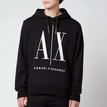 Image of Armani Exchange Mens Large Ax Logo Hoodie - Black - L