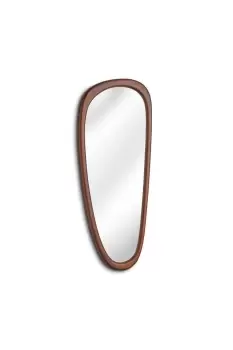 image of Burrell Modern Pebble Design Accent Wall Mirror Matt Walnut Finish