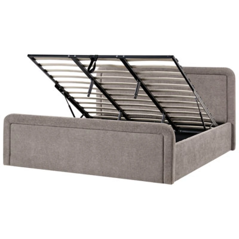 Image of Beliani Ottoman Bed Fabric Viviers 180 X 200 Cm (Eu Super King) Taupe