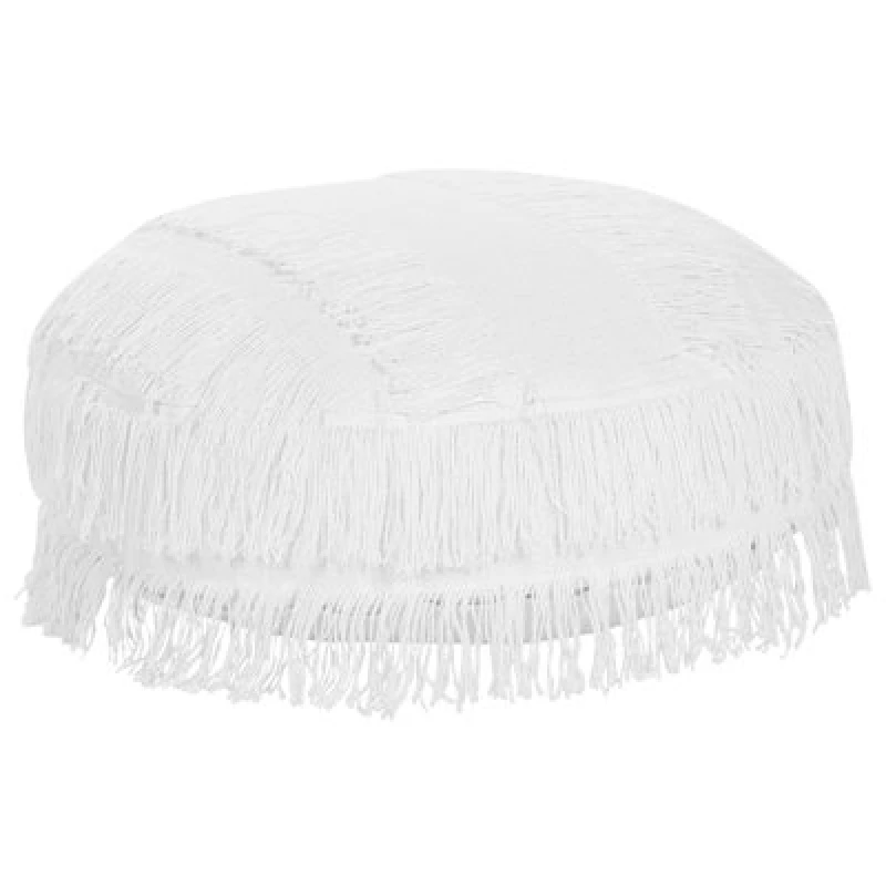 Image of Beliani Pouffe Oulad Cotton White 50 Cm 50 Cm 20 Cm
