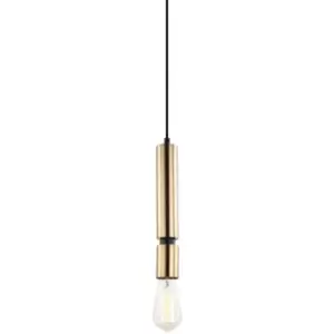 image of Italux Torla - Modern Hanging Pendant Black 1 Light with Brass Shade, E27 Dimmable